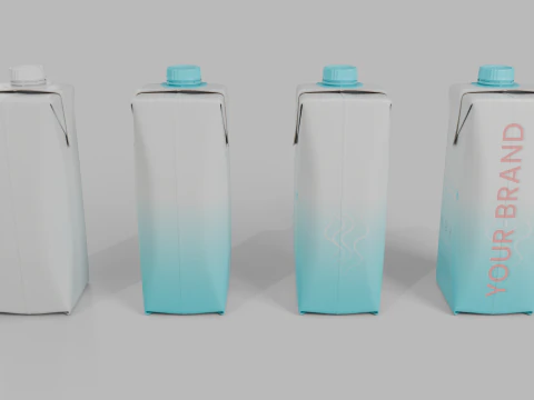 Beverage Carton 200 ml- Customizable Prism Drink Box 3D Model