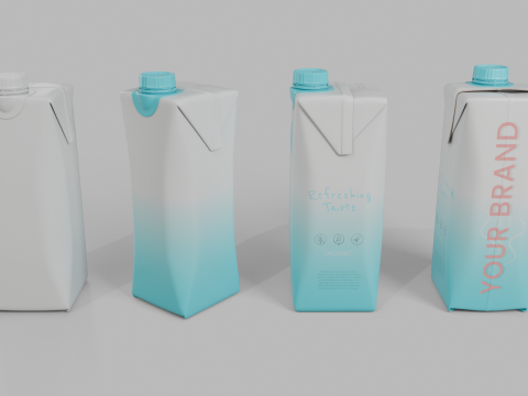 Beverage Carton 200 ml- Customizable Prism Drink Box Modelo 3D