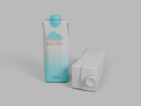 Beverage Carton 200 ml- Customizable Prism Drink Box Modelo 3D