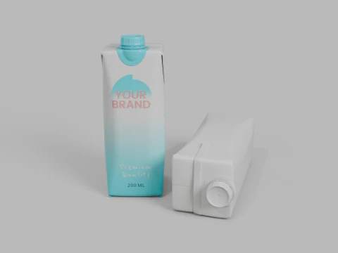 Beverage Carton 200 ml- Customizable Prism Drink Box 3D Model