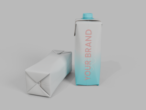 Beverage Carton 200 ml- Customizable Prism Drink Box Modelo 3D
