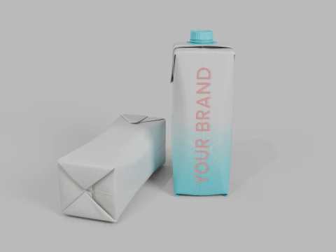 Beverage Carton 200 ml- Customizable Prism Drink Box 3D Model