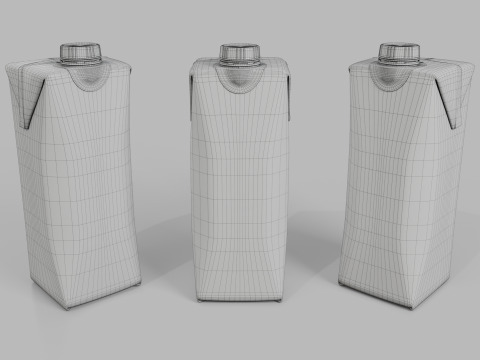 Beverage Carton 200 ml- Customizable Prism Drink Box Modelo 3D