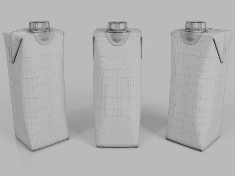 Beverage Carton 200 ml- Customizable Prism Drink Box 3D Model