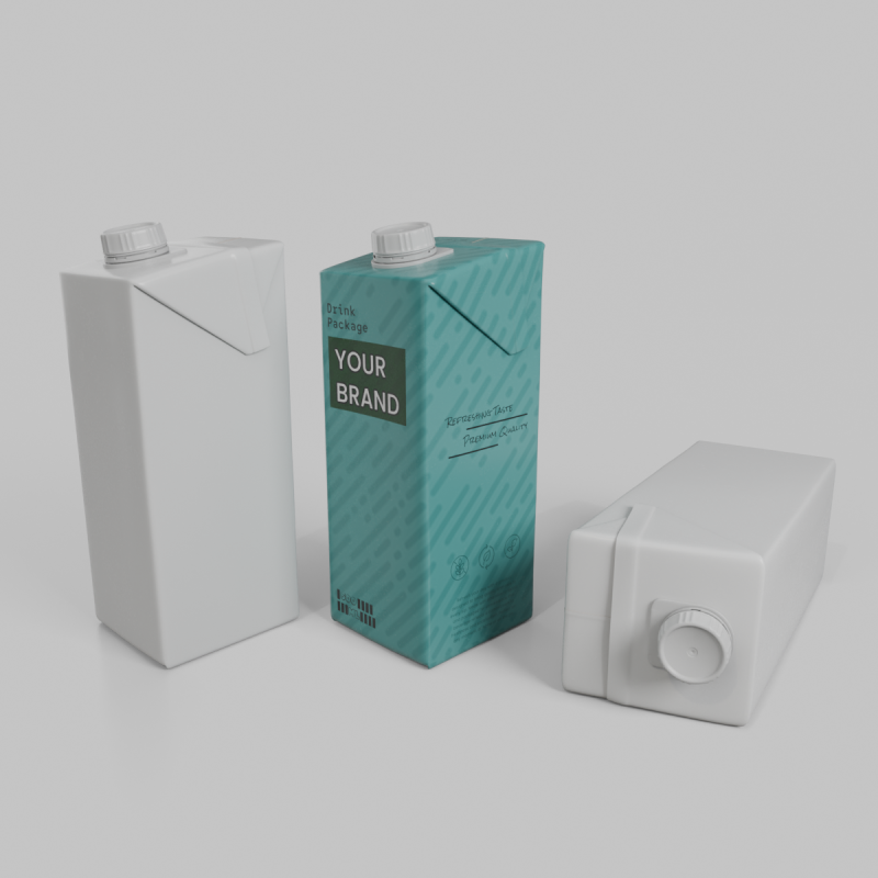 Beverage Carton 500 ml- Customizable Tilt-Edge Drink Box Modelo 3D .c4d .max .obj .3ds .fbx .stl .blend