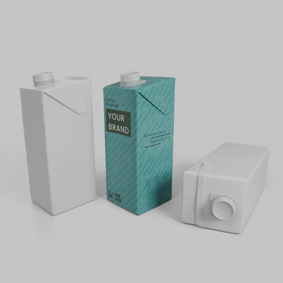 Beverage Carton 500 ml- Customizable Tilt-Edge Drink Box 3D Model .c4d .max .obj .3ds .fbx .stl .blend