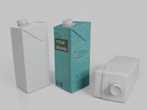 Beverage Carton 500 ml- Customizable Tilt-Edge Drink Box 3D Model