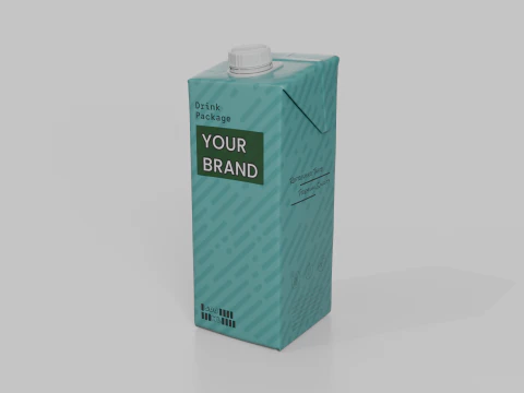 Beverage Carton 500 ml- Customizable Tilt-Edge Drink Box 3D Model