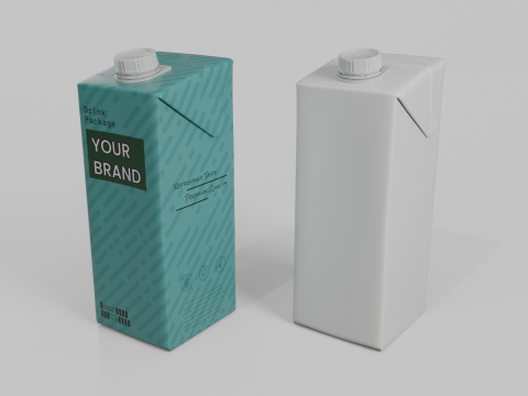 Beverage Carton 500 ml- Customizable Tilt-Edge Drink Box Modelo 3D