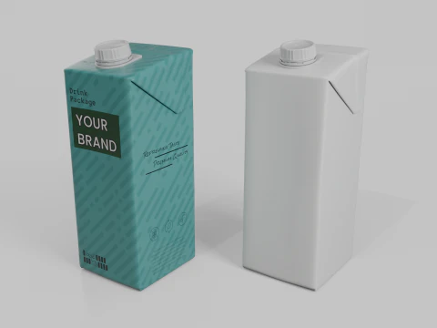 Beverage Carton 500 ml- Customizable Tilt-Edge Drink Box 3D Model