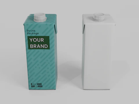 Beverage Carton 500 ml- Customizable Tilt-Edge Drink Box 3D Model