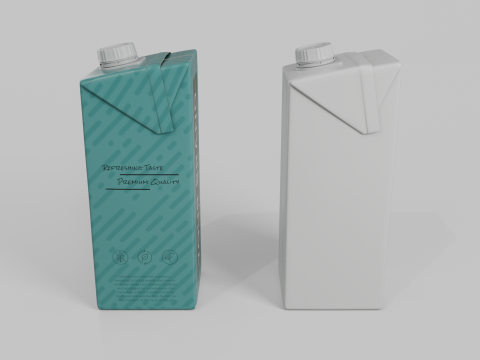 Beverage Carton 500 ml- Customizable Tilt-Edge Drink Box Modelo 3D