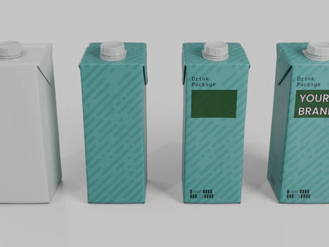 Beverage Carton 500 ml- Customizable Tilt-Edge Drink Box 3D Model