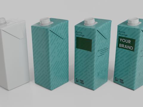 Beverage Carton 500 ml- Customizable Tilt-Edge Drink Box Modelo 3D