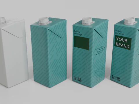 Beverage Carton 500 ml- Customizable Tilt-Edge Drink Box 3D Model