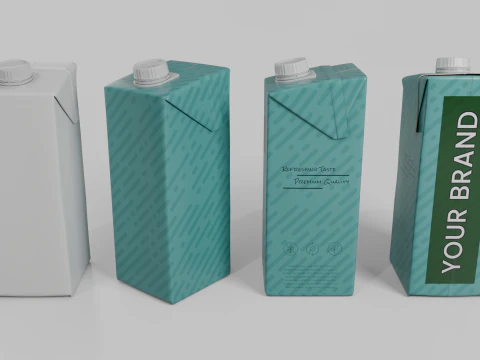 Beverage Carton 500 ml- Customizable Tilt-Edge Drink Box 3D Model