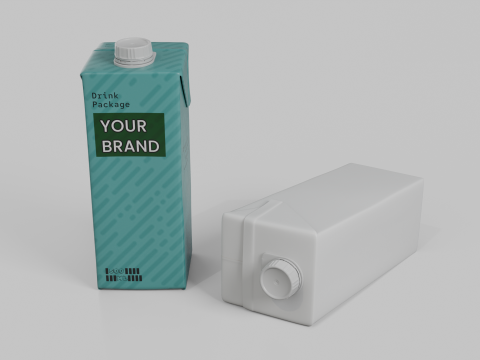 Beverage Carton 500 ml- Customizable Tilt-Edge Drink Box Modelo 3D