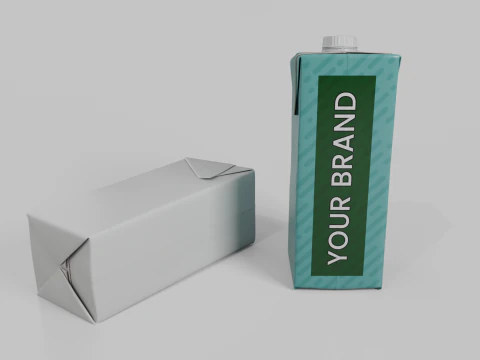 Beverage Carton 500 ml- Customizable Tilt-Edge Drink Box 3D Model