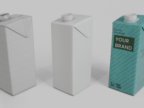 Beverage Carton 500 ml- Customizable Tilt-Edge Drink Box Modelo 3D