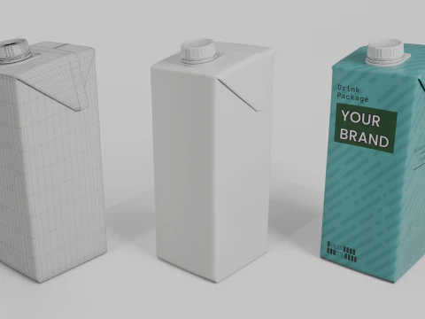 Beverage Carton 500 ml- Customizable Tilt-Edge Drink Box 3D Model