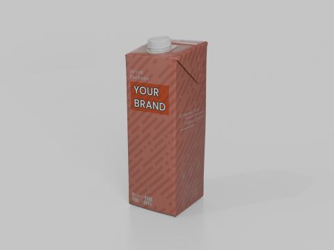 Beverage Carton 1L- Customizable Tilt-Edge Drink Box 3D Modell