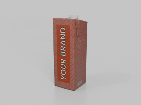 Beverage Carton 1L- Customizable Tilt-Edge Drink Box 3D Modell