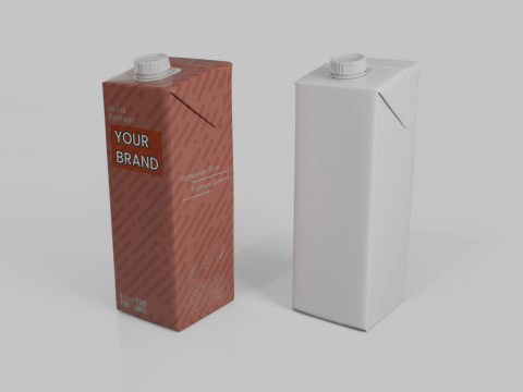 Beverage Carton 1L- Customizable Tilt-Edge Drink Box 3D Modell