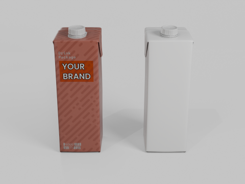 Beverage Carton 1L- Customizable Tilt-Edge Drink Box 3D Modell