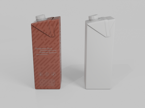 Beverage Carton 1L- Customizable Tilt-Edge Drink Box 3D Modell