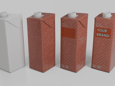 Beverage Carton 1L- Customizable Tilt-Edge Drink Box 3D Modell