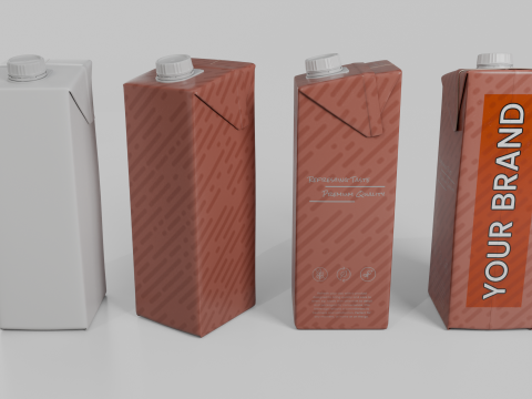 Beverage Carton 1L- Customizable Tilt-Edge Drink Box 3D Modell