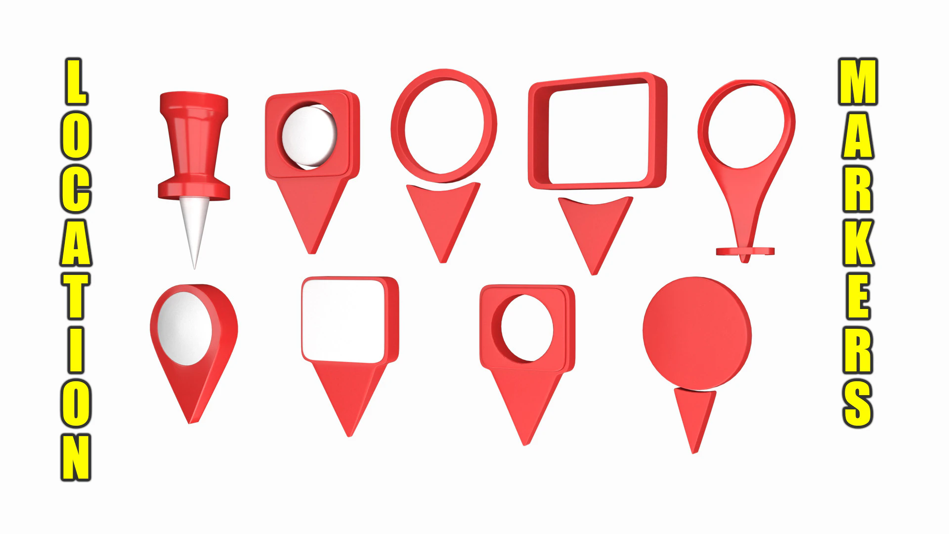 Location Markers 9 in 1 3D Model .c4d .max .obj .3ds .fbx .stl .blend 