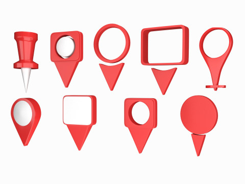 Location Markers 9 in 1 3D Model