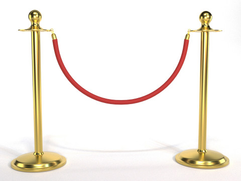 Red Rope Stanchion Modello 3D
