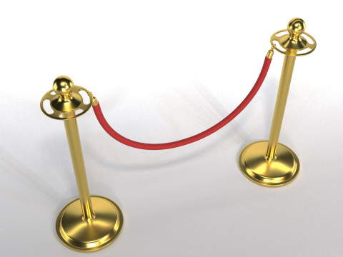 Red Rope Stanchion Modello 3D