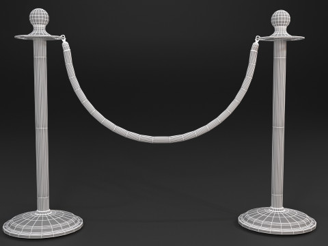 Red Rope Stanchion Modello 3D