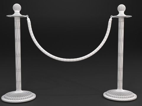 Red Rope Stanchion Modello 3D