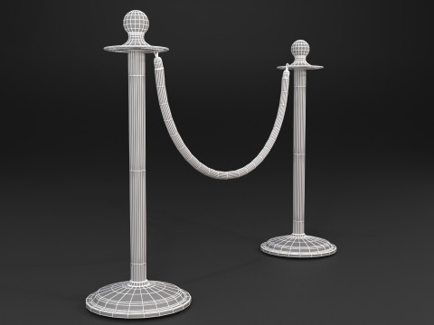 Red Rope Stanchion Modello 3D
