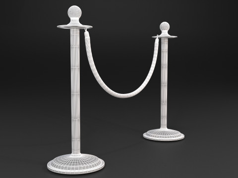 Red Rope Stanchion Modello 3D
