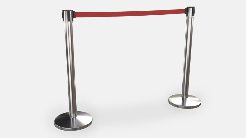 Stanchion with Red Retractable Belt 3D-Modell .c4d .max .obj .3ds .fbx .stl .blend
