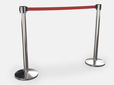 Stanchion with Red Retractable Belt Modèle 3D