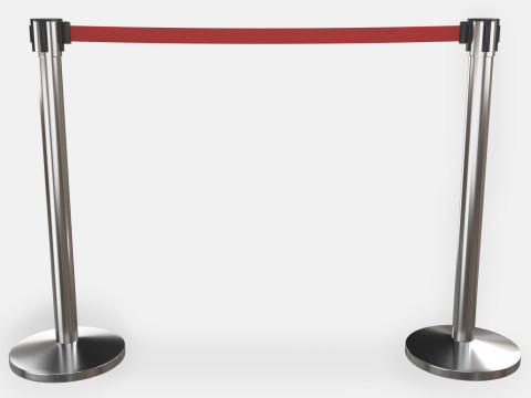Stanchion with Red Retractable Belt 3D-Modell