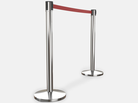 Stanchion with Red Retractable Belt 3D-Modell