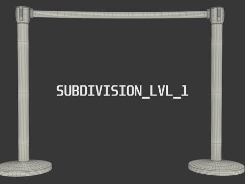 Stanchion with Red Retractable Belt 3D-Modell