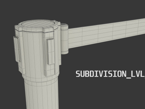 Stanchion with Red Retractable Belt 3D-Modell