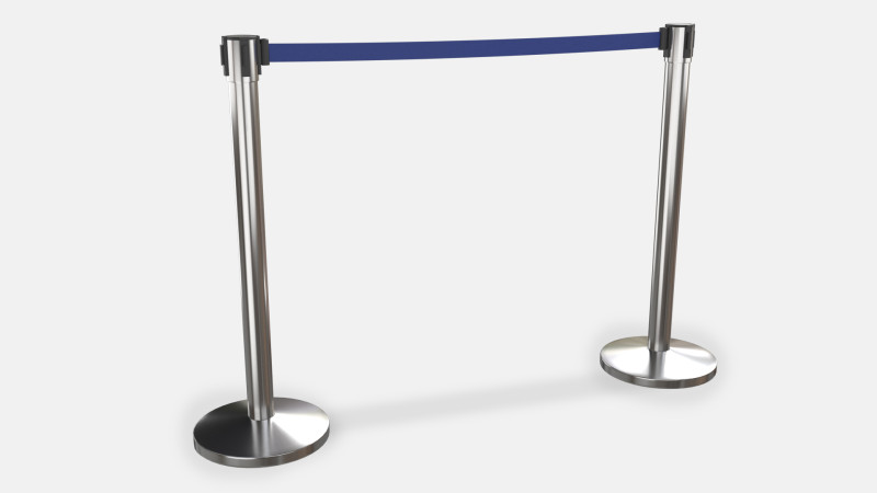Stanchion with Blue Retractable Belt Modelo 3D .c4d .max .obj .3ds .fbx .stl .blend