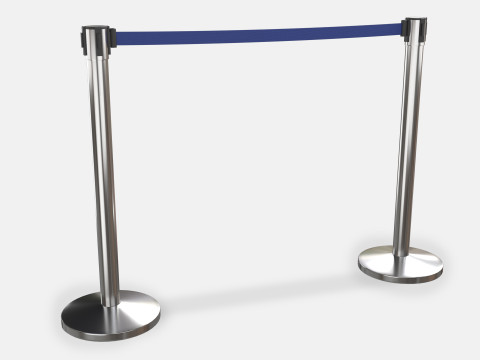 Stanchion with blue Retractable Belt Modèle 3D