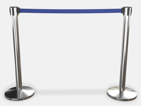 Stanchion with Blue Retractable Belt Modelo 3D
