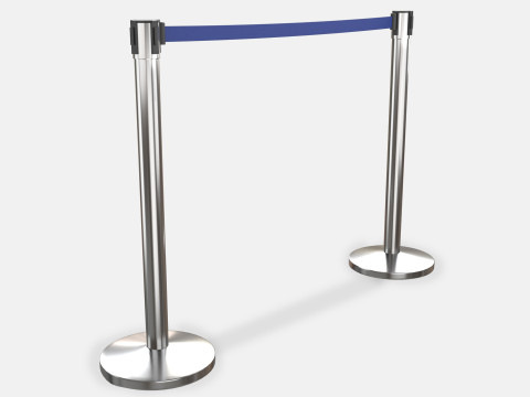 Stanchion with Blue Retractable Belt Modelo 3D