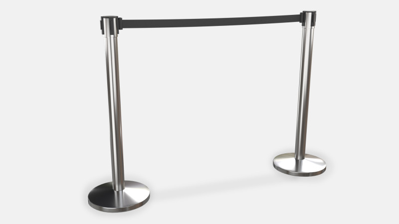 Stanchion with Black Retractable Belt 3D Model .c4d .max .obj .3ds .fbx .stl .blend